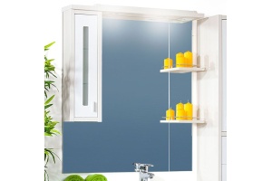 Зеркало-шкаф Бриклаер Бали 90 светлая лиственница, белый глянец, L