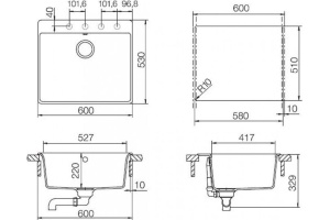 Мойка  Galaxy 60  Cristadur аворио - 2