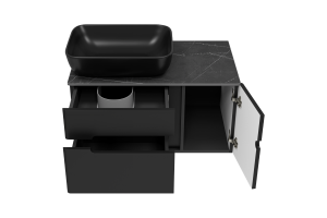 Тумба под раковину Misty Роял 80 черная матовая - 2