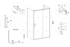 Душевой уголок Veconi Rovigo RV-046 110х80 см профиль хром (RV046-11080-01-C5) - 3
