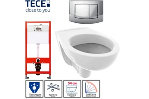 Инсталляция для унитаза TECE ambia 9400405 кнопка хром глянцевый