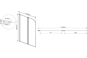 Шторка на ванну Vincea 114х140 профиль черный стекло прозрачное - 3