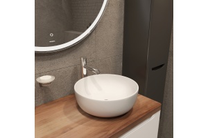 Мебель для ванной STWORKI Берген 60 белая с темной столешницей 122, раковина Moon 1, L - 3