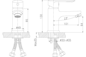 Смеситель для раковины Rossinka  хром (RS32-11) - 2