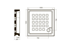 KERASAN Retro поддон угловой квадратный 100х100см, диаметр слива 90, цвет белый - 2