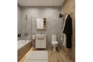 Мебель для ванной DIWO Углич 60 в скандинавском стиле, белый, под дерево - 2