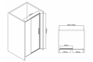 Душевая дверь Vincea Slim-U 110 хром стекло прозрачное - 2