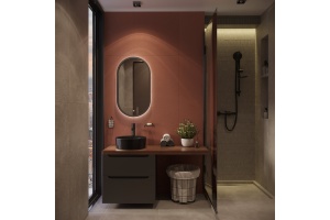 Тумба с раковиной STWORKI Берген 60 серая с темной столешницей 122, Bocchi Vessel 1174-004-0125 - 2