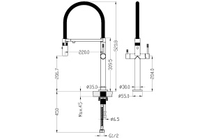 Смеситель для кухни Boheme Uno c краном для питьевой воды темный хром глянцевый - 2