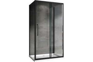 Душевой уголок Abber Schwarzer Diamant 110х85 черный стекло прозрачное