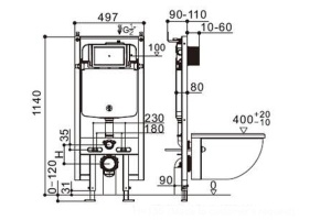 Система инсталляции WeltWasser WW AMBERG 404 CR с кнопкой смыва хром (10000009858) - 3