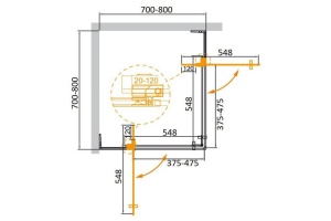 Душевой уголок Cezares Slider 70х70 черный (SLIDER-A-2-70/80-C-NERO) - 2