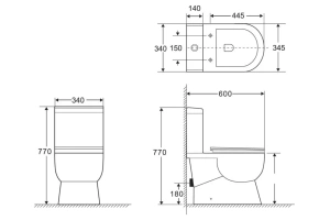 Чаша унитаза компакт BelBagno Ricco без бачка и сиденья белый - 3