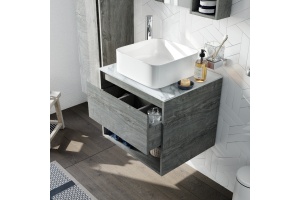 Тумба с раковиной STWORKI Карлстад 60 дуб рошелье, монте тиберио, с отверстием под смеситель в столешнице - 2