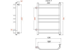 Полотенцесушитель водяной Тругор ЛЦ Браво ПМ 3 50x80x50 - 2