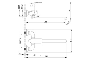Смеситель для ванны Lemark plus Shape хром (LM1751C) - 2