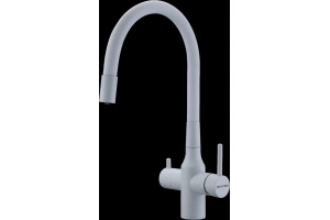 Смеситель для кухни Paulmark Salix с гибким изливом белый матовый