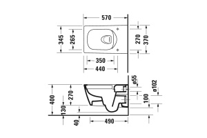 Duravit Viu Унитаз подвесной 370x570мм, rimless, вкл. крепление Durafix, с покрытием WG, цвет: белый - 2