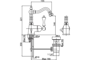 Смеситель Cezares Margot MARGOT-BSM2-03/24-M для биде - 3