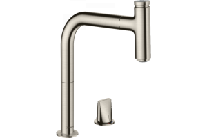 Кухонный смеситель на Hansgrohe Metris Select M71 2 отверстия, однорычажный, 200, с вытяжным изливом, 1jet, sBox, под сталь 73804800