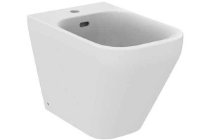 K523801 TONIC II Напольное пристенное биде, 1 отверстие под смеситель, с крепежом TT0257919 и керамической накладкой слива