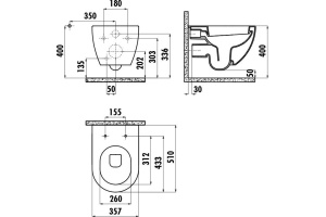Чаша для унитаза подвесного Creavit Free FE320.20100 базальт - 3
