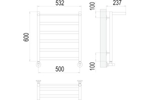 Водяной полотенцесушитель Terminus Хендрикс П6 500x600 с полкой Хром - 3