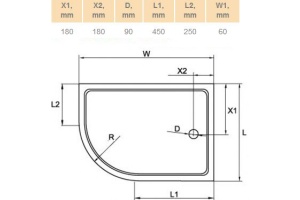 Поддон для душа Cezares Tray R550 100х80 см акриловый R - 3