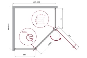 Душевой уголок BelBagno Uno 100х100 хром (UNO-195-P-1-100-C-Cr) - 2