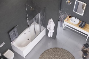 Шторка для ванны Excellent Fliper 120 хром правая - 2