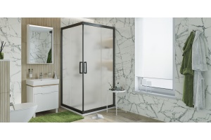 Душевой уголок STWORKI Дублин DE019SC100100200 100x100 см профиль черный матовый, стекло матовое - 2