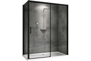 Душевой уголок Abber Komfort 170х100 черный стекло прозрачное