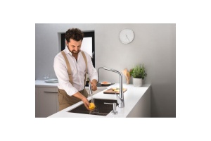 Кухонный смеситель hansgrohe Metris Select M71, 320, с вытяжным душем, 2jet, sBox, 73816800, под сталь - 3
