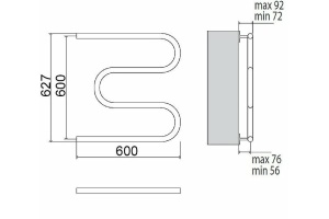 Водяной полотенцесушитель Terminus M-образный 600x600 Хром - 3