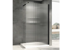 Душевая перегородка Abber Immer Offen 90х200 профиль черный стекло рифленое
