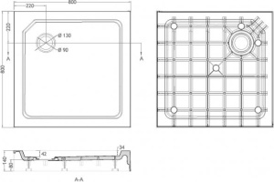 Поддон для душа Cezares Tray SMC A 80x80 см - 2