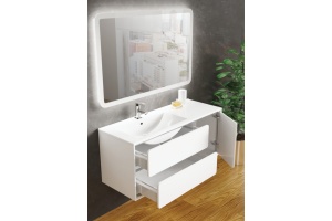 Тумба с раковиной Sanvit Бруно -2 120 L белый глянец - 3