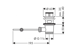 Донный клапан hansgrohe для раковины, хром 94139000 - 2