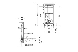 Duravit DuraSystem Рама для установки подвесного унитаза 1148x500x155 мм, в сборе с бачком 9л, ручная нейтрализация запаха - 2