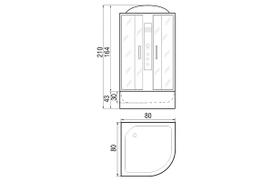 Душевая кабина с поддоном River Dunay XL 80/43 MT (10000006202) - 3