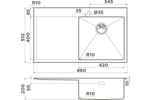 Мойка кухонная Omoikiri Akisame нержавеющая сталь (4993763) - 2