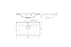Встраиваемая раковина Vincea 80х45 серая матовая - 2