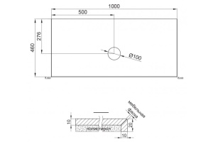 Столешница BelBagno 100х46 черный матовый мрамор (KEP-100-MNO-W0) - 3