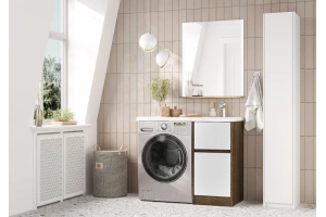 Комплект мебели Aquaton Лондри 40 темное дерево-белый