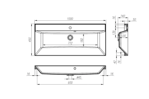Мебельная раковина Belbagno Aurora 100х45 черный, матовый (BB1000/450-LV-ART-AST-NERO) - 3