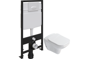 Комплект Унитаз подвесной STWORKI Дублин SETK3504-0605 с микролифтом + Система инсталляции для унитазов EWRIKA ProLT 0026-2020 с кнопкой смыва 0052 белой матовой