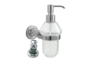 Дозатор для жидкого мыла настенный Boheme Royal Cristal хром с зеленым