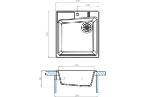 Мойка кухонная AQUATON Парма серый шелк - 3