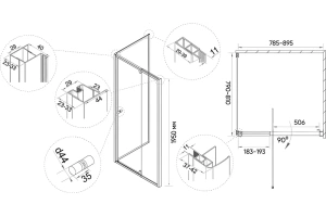 Душевой уголок Veconi Rovigo RV-032 80x80 см профиль хром (RV031-8080-01-C5) - 3