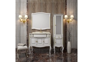 Шкаф-пенал Opadiris Лаура 45 R белый золотая патина - 2